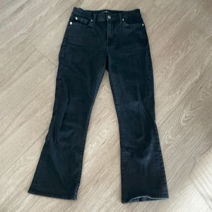 7 for all mankind crop flare black high rise jeans